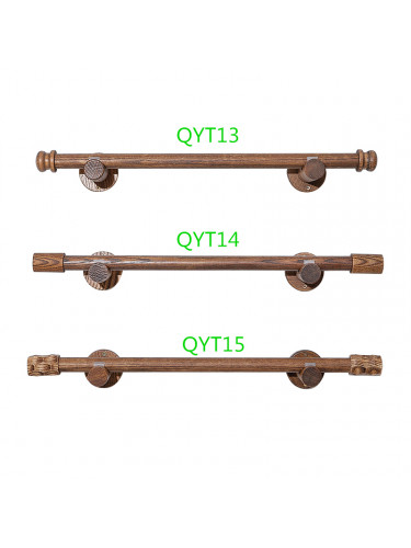 QYT13 29mm Single Double Wooden Drapery Rods Black Walnut