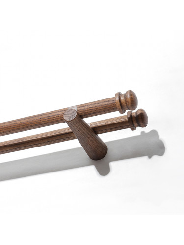 QYT16 Wood Curtain Poles With Wooden Drapery Rod Brackets