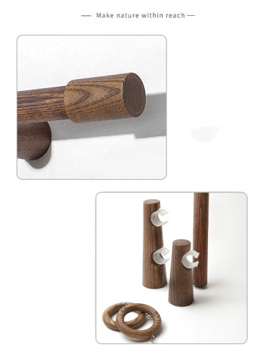 QYT17 Black Walnut Wooden Curtain Poles Wood Drapery Hardware