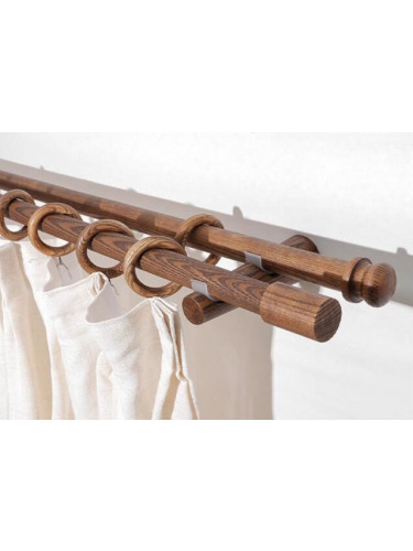 QYT17 Black Walnut Wooden Curtain Poles Wood Drapery Hardware