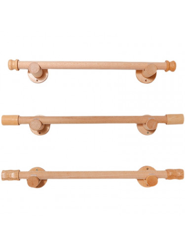 QYT21 Curtain Rod Natural Wood With Beech Brackets And Finials