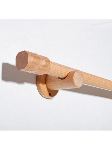 QYT21 Curtain Rod Natural Wood With Beech Brackets And Finials