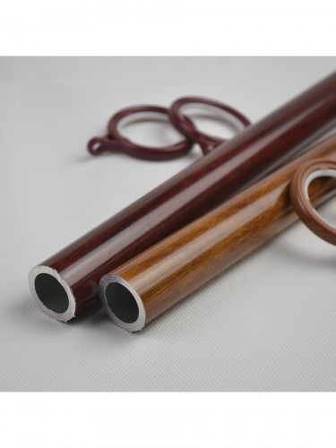 QYT2221 28mm Super Thick Wood Grain Aluminum Alloy Double Curtain Rod Set