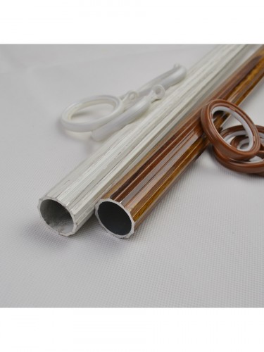 QYT2321 28mm Wood Grain Rhombus Aluminum Alloy Double Curtain Rod Set