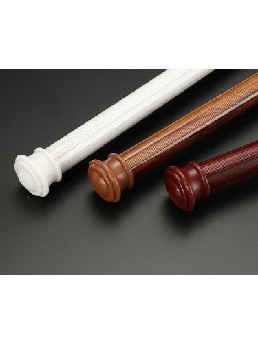 QYT2721 28mm Super Thick Wood Grain Round Double Curtain Rod Set Metal Finial End Caps