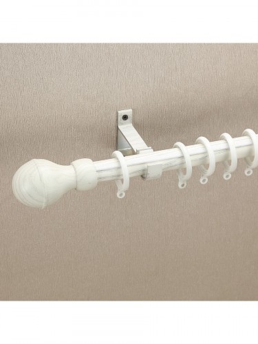 QYT2822 28mm Wood Grain Nano Mute Single Curtain Rod Set Acorn Finial White Oak Color