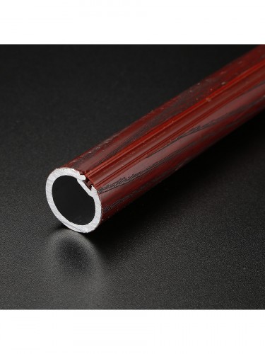 QYT2821 28mm Wood Grain Nano Mute Double Curtain Rod Set Crown Finial Red Wood Cross Section