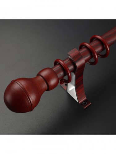 QYT2822 28mm Wood Grain Nano Mute Single Curtain Rod Set Acorn Finial (Color: Red Wood)