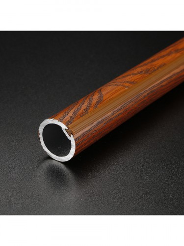 QYT2823 28mm Wood Grain Nano Mute Double Curtain Rod Set Acorn Finial Teak Cross Section