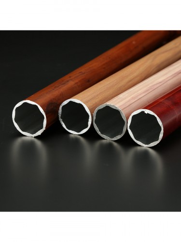 QYT2920 28mm Colorful Wood Grain Single Curtain Rod Set Egg Finial Cross Section