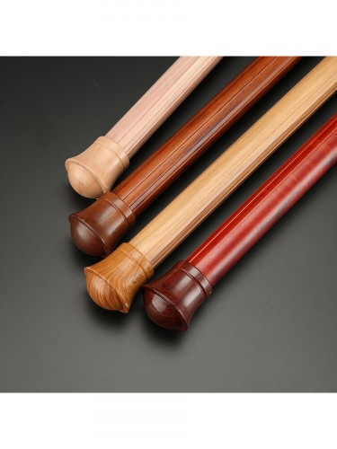 QYT2921 28mm Colorful Wood Grain Double Curtain Rod Set Egg Finial End Caps