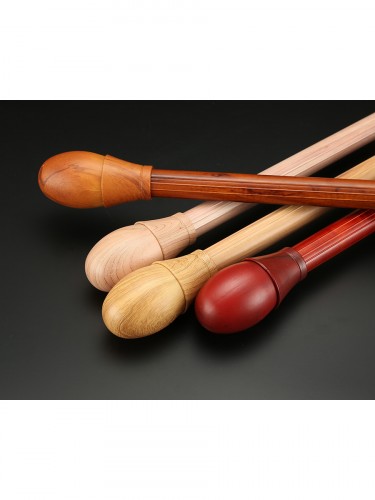 QYT2921 28mm Colorful Wood Grain Double Curtain Rod Set Egg Finial