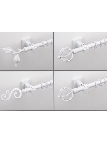 QYT51 22mm White Black Single/Double Curtain Rods And Brackets