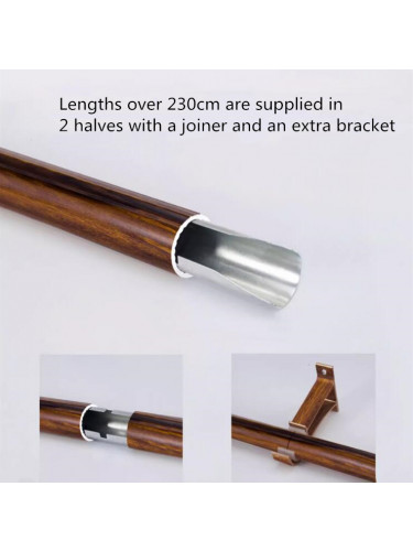 QYT5322 28mm Aluminum Double Drapery Rod And Brackets Wood Look