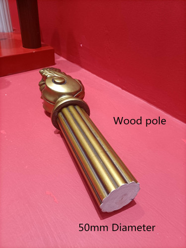 QYT60 Gold 50mm Diameter Custom Wood Curtain Rods With Brackets