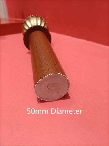 QYT67 Red Wood 50mm Timber Curtain Rods With Decorative Finials