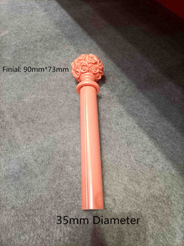 QYT82 Pink Gold 35mm Diameter Timber Curtain Rods And Finials