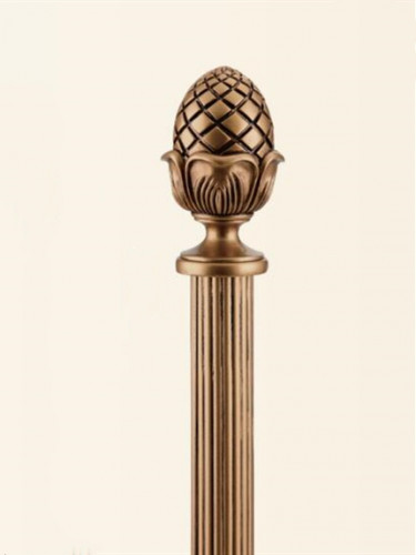 QYT87 Striple Gold 35mm Diameter Wood Curtain Rods With Brackets(Color: Gold bud finial)
