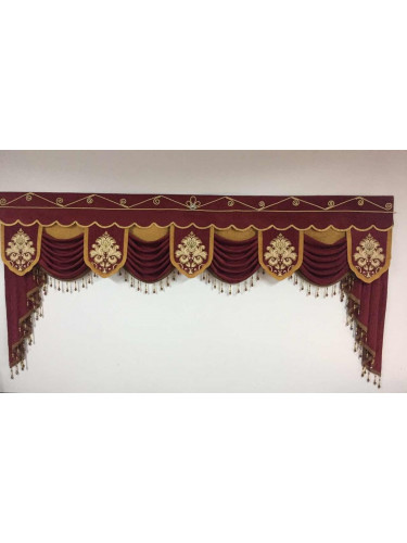 On sales Twynam Red Waterfall and Swag Valance and Sheers Custom Made Chenille Velvet Curtains Pair