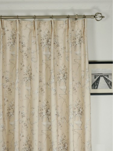 Poseidon Floral Print Blackout Versatile Pleat Curtains QYV308AA Heading Style (Color: Gray)