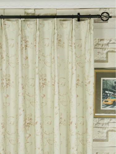 Poseidon Floral Print Blackout Versatile Pleat Curtains QYV308AA Heading Style (Color: Antique Brass)