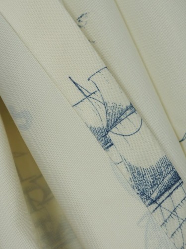 Poseidon Nautical Print Blackout Versatile Pleat Curtains QYV308BA Fabric Details