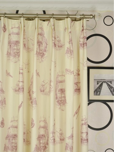Poseidon Nautical Print Blackout Versatile Pleat Curtains QYV308BA Heading Style