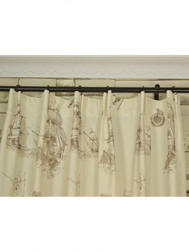 Poseidon Nautical Print Blackout Versatile Pleat Curtains QYV308BA Heading Style