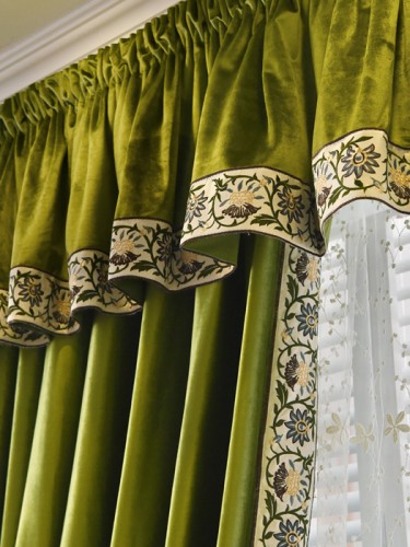 New arrival Twynam Blue and Green Plain Pencil Pleated Valance and Sheers Custom Made Chenille Velvet Curtains Pair
