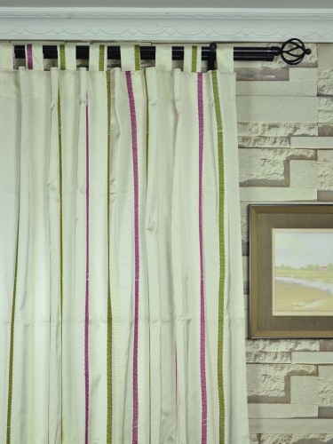 Mirage Embroidered Striped Tab Top Curtain Heading Style