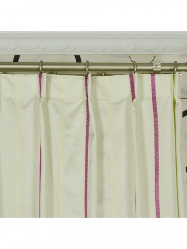 QYX104AJ Mirage Embroidered Striped Single Pinch Pleat Curtains