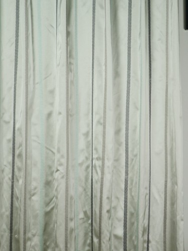 QYX104A Mirage Embroidered Striped Custom Made Curtains (Color: Pale Aqua)