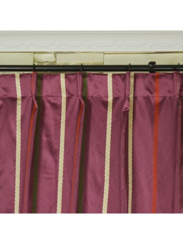 QYX104AJ Mirage Embroidered Striped Single Pinch Pleat Curtains