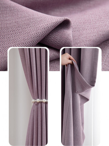 QYYL2208A Illawarra Plain Faux Linen Blackout Custom Made Curtains(Color: Purple)