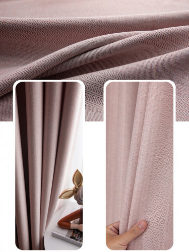 QYYL2208A Illawarra Plain Faux Linen Blackout Custom Made Curtains(Color: Pink)