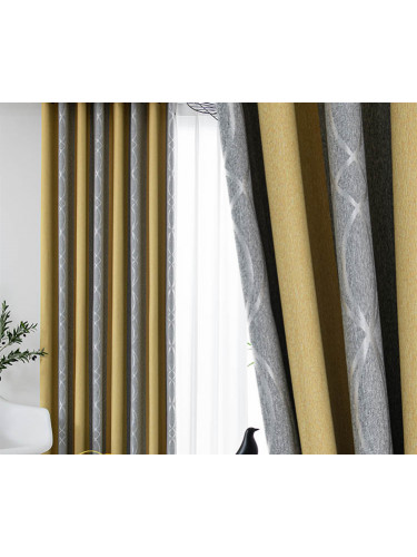 QYYL2208B Illawarra Plain Faux Linen Stripe Blackout Custom Made Curtains