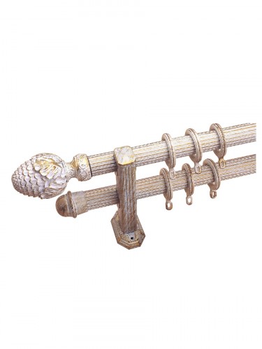 QYR2821 33mm Rome Aluminum Alloy Antique Color Double Curtain Rod Sets (Color: White Brush Gold)