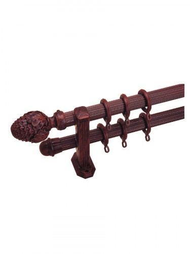 QYR2821 33mm Rome Aluminum Alloy Antique Color Double Curtain Rod Sets (Color: Antique Iron Oxide Red)