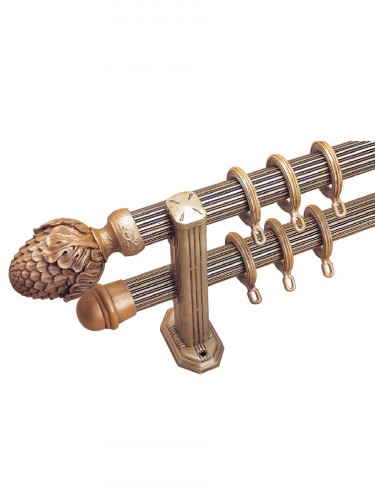 QYR2821 33mm Rome Aluminum Alloy Antique Color Double Curtain Rod Sets (Color: Antique Pearl White)