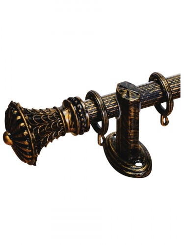 QYR3120 28mm Rome Aluminum Alloy Antique Color Single Curtain Rod Set (Color: Black Brush Gold)