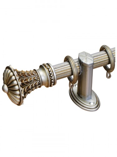 QYR3120 28mm Rome Aluminum Alloy Antique Color Single Curtain Rod Set (Color: Antique Silver)