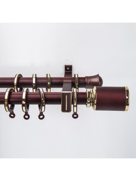 Custom Curtain Rods Poles Tracks Rails Hardware Qyry0322 28mm Column Finial Aluminum Alloy Double Curtain Rod Set