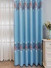 QY24H03AD Murrumbidgee Pretty Jacquard Feather Blue Grey Pink Chenille Eyelet Ready Made Curtains(Color: Light blue)