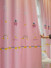 QY24H06FD Murrumbidgee High Quality Children Chenille Embroidered Cute Pink Stars Eyelet Tab Top Ready Made Curtains