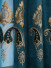 Hebe Traditional Damask Velvet Fabric Sample (Color: Blue)