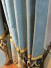 QY2168DD Lachlan Embroidered Floral Thick Chenille Ready Made Curtains(Color: Blue)