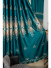 QYC225PA Bimberi Flower Queen Luxury Damask Embroidered Blue Green Pink Grey Ready Made Eyelet Curtains(Color: Green)
