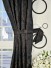 Silver Beach Embroidered Plush Vines Double Pinch Pleat Faux Silk Curtains Decorative Tiebacks
