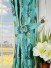 Silver Beach Embroidered Extravagant Double Pinch Pleat Faux Silk Curtains Decorative Tiebacks