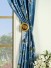 Halo Embroidered Peony Tab Top Dupioni Silk Curtains Holdbacks